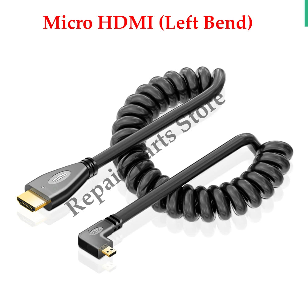 Câble HDMI vers Mini HDMI, câble Micro adaptateur, câble à ressort télescopique coudé HDMI, caméra SLR haute définition 4k, 1 pièce