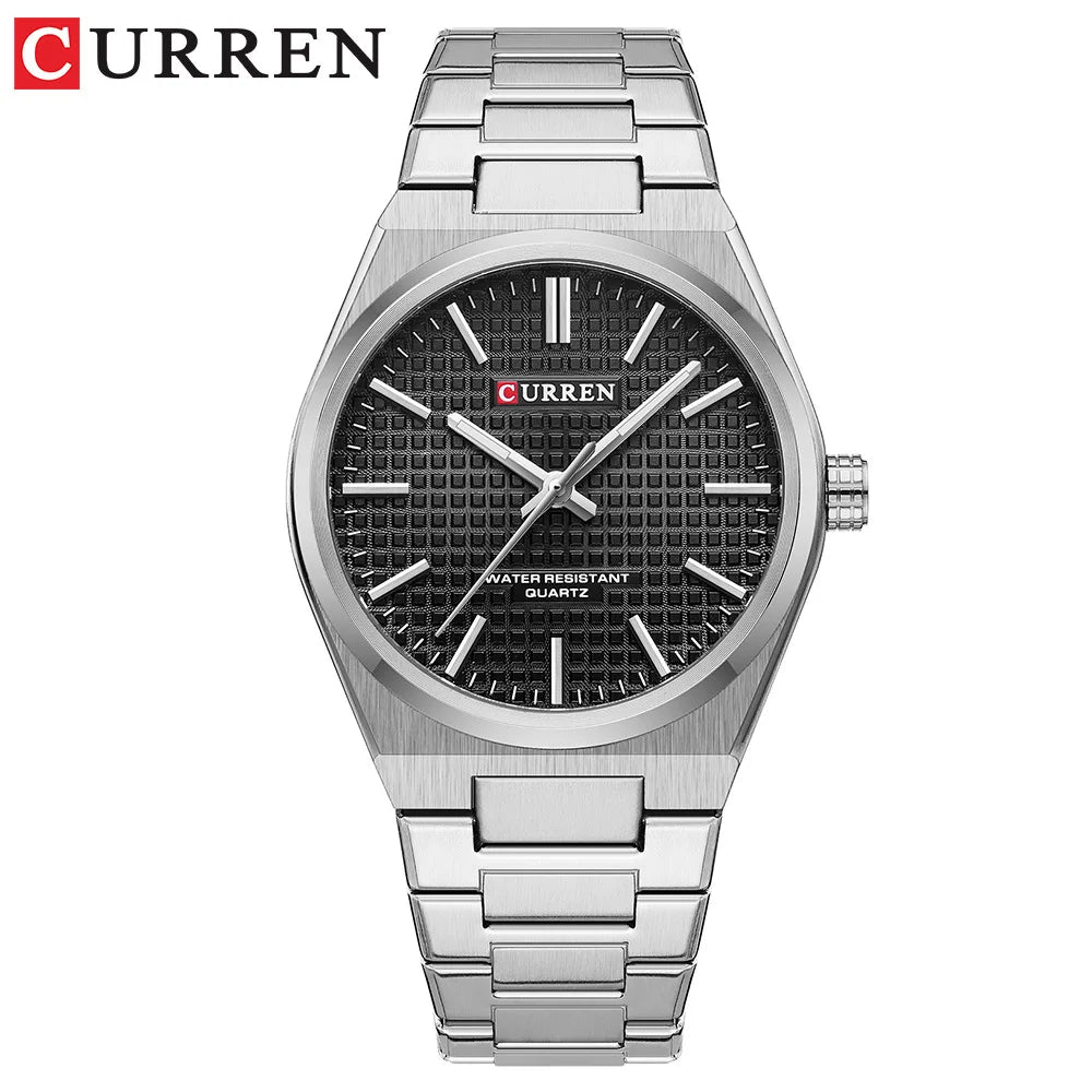 CURREN 8439 Couple montre à Quartz argent or loisirs Simple affaires bracelet en acier inoxydable montre-bracelet pour hommes