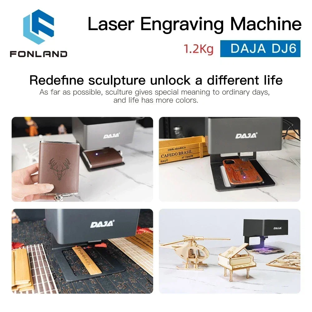 FONLAND DJ6 graveur Laser CNC bricolage Machine de gravure Laser 3000mw rapide Mini Logo marquage alimentaire imprimante Cutter travail du bois Plast