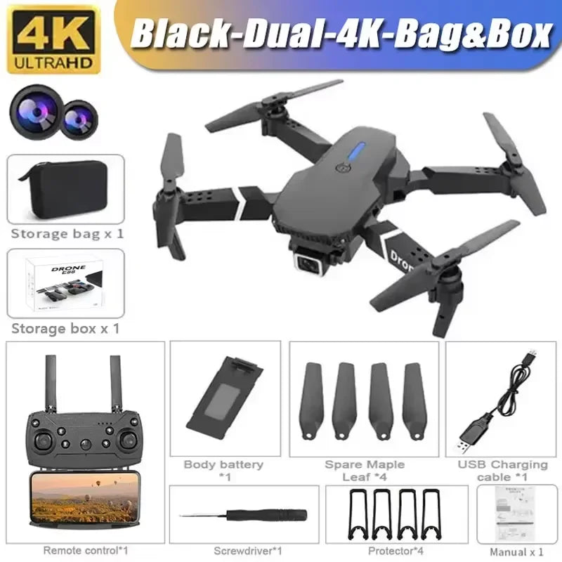 Drone professionnel E88 4K avec caméra grand angle HD 1080P, WiFi, FPV, recommandé de tenir un importateur RC pliable, hélicoptère quadrirotor, jouets pour enfants
