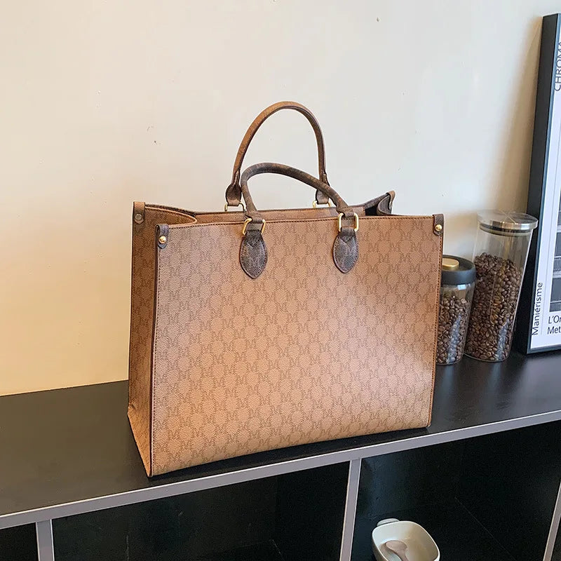 Sacs pour femmes de grande capacité en Europe et aux états-unis, sac à bandoulière rétro lettres classiques, sacs à main de banlieue en PU pour femmes