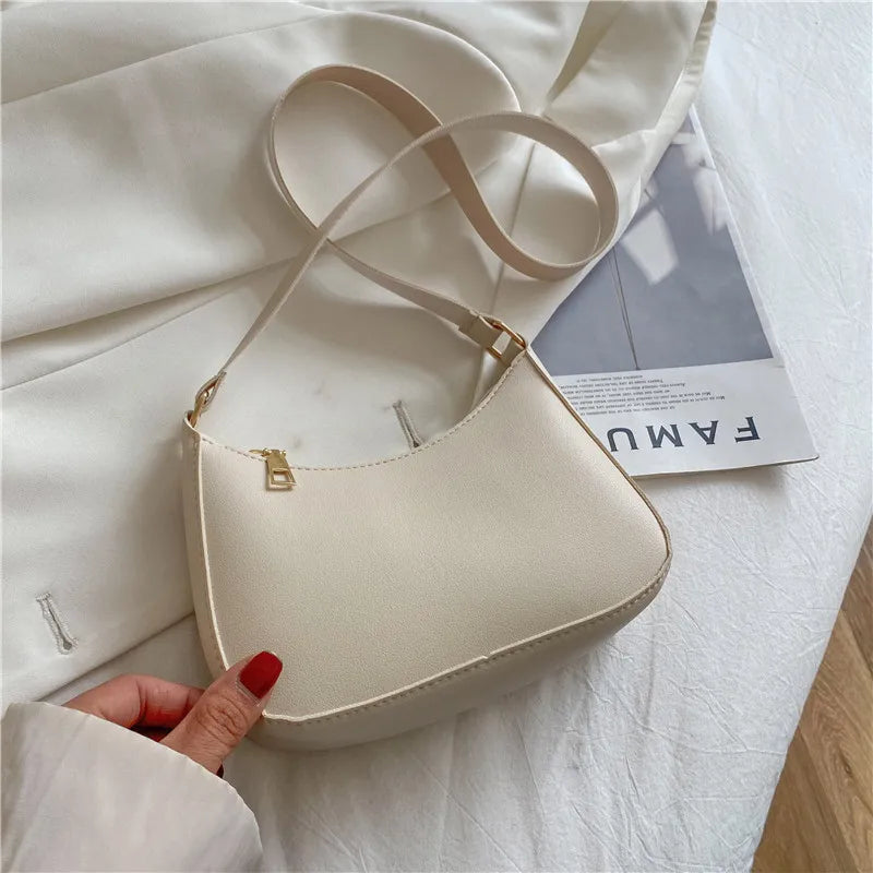 Sacs à main rétro en cuir PU pour femmes, couleur unie, sac à bandoulière sous les bras, sacs à main décontractés de styliste