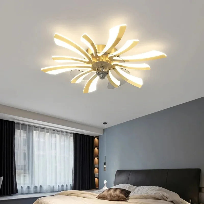 Modern LED Ceiling Fan Light with Remote Pendant Lamp for Living Room Dining Room Bedroom Home Decor Hanging Lighting Fixture