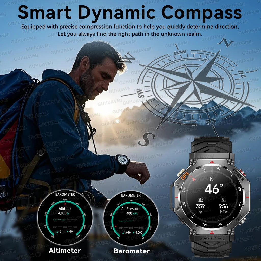 Nouveau t-rex 3 Ultra extérieur GPS montre intelligente 5TM étanche intégré double bande GNSS altimètre sport natation hommes montres intelligentes militaires