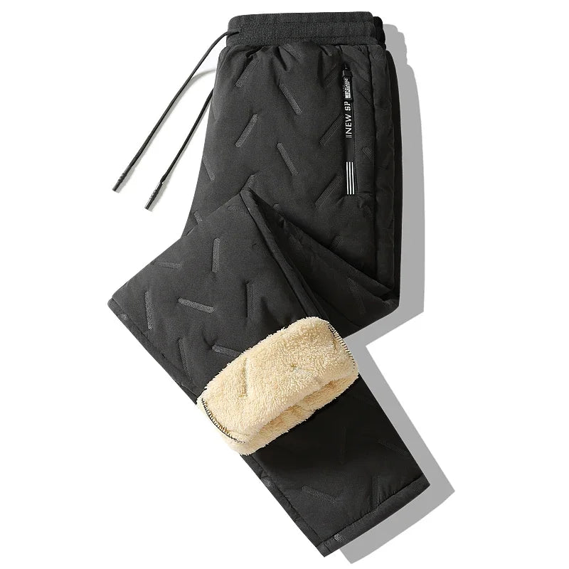 Hiver vers le bas coton pantalon hommes en plein air en peluche épais velours chaud pantalons de sport Lambswol décontracté imperméable coupe-vent pantalon de Ski 7XL