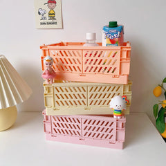 Caisse de rangement pliable en plastique, panier pliable, empilable, mignon, maquillage, bijoux, jouets, boîtes pour boîte de rangement, organisateur Portable