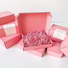 Échdébordgratuit de logo personnalisé de couleur rose, boîte d'emballage en papier ondulé cosmétique, boîte de micrologiciel, boîte d'expédition