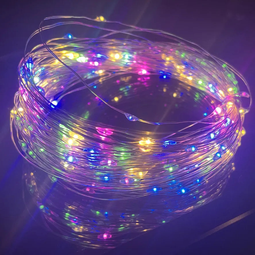 Guirxiété lumineuse LED USB étanche, fil de cuivre et d'argent, lumières dégradées pour Noël, décoration de fête de mariage, 1m, 10m, 20m