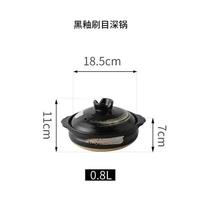 Casserole en céramique de Style japonais, petite casserole noire en argile, ustensiles de cuisine pour la maison, fournitures de cuisine, casserole à soupe, 1 pièces