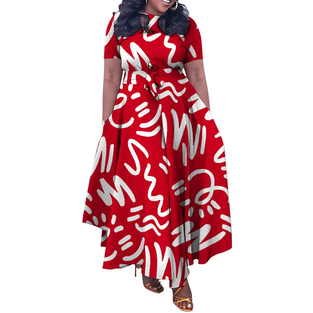 Robe décontractée à manches courtes pour femmes, tenue de bureau, mode printemps-été, ample, imprimée, à lacets, 2024