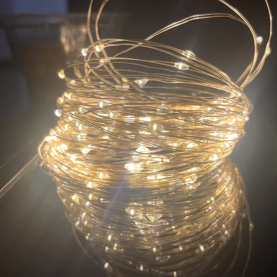 Guirxiété lumineuse LED USB étanche, fil de cuivre et d'argent, lumières dégradées pour Noël, décoration de fête de mariage, 1m, 10m, 20m