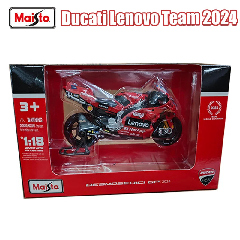 Maisto 1:18 Ducati Lenovo Équipe 2024 # 1 Francesco Bagnaia # 23 Enea Bastiani Simulation alliage moulé sous pression modèle de course de moto jouet
