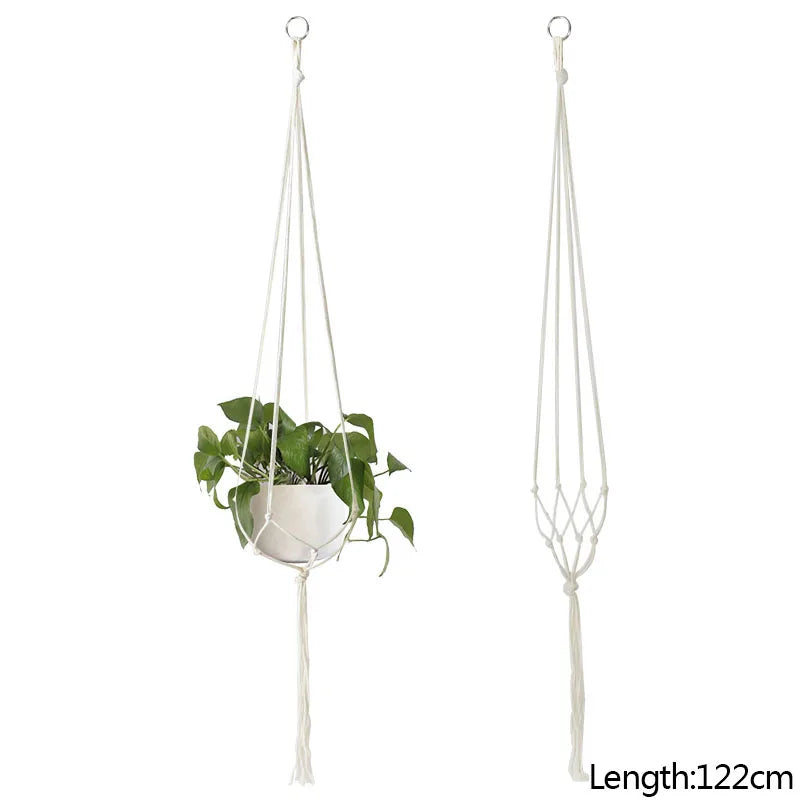 Panier suspendu de plantes en macramé fait à la main, support de Pots de fleurs, décoration suspendue de balcon, corde de levage nouée, fournitures de jardin pour la maison