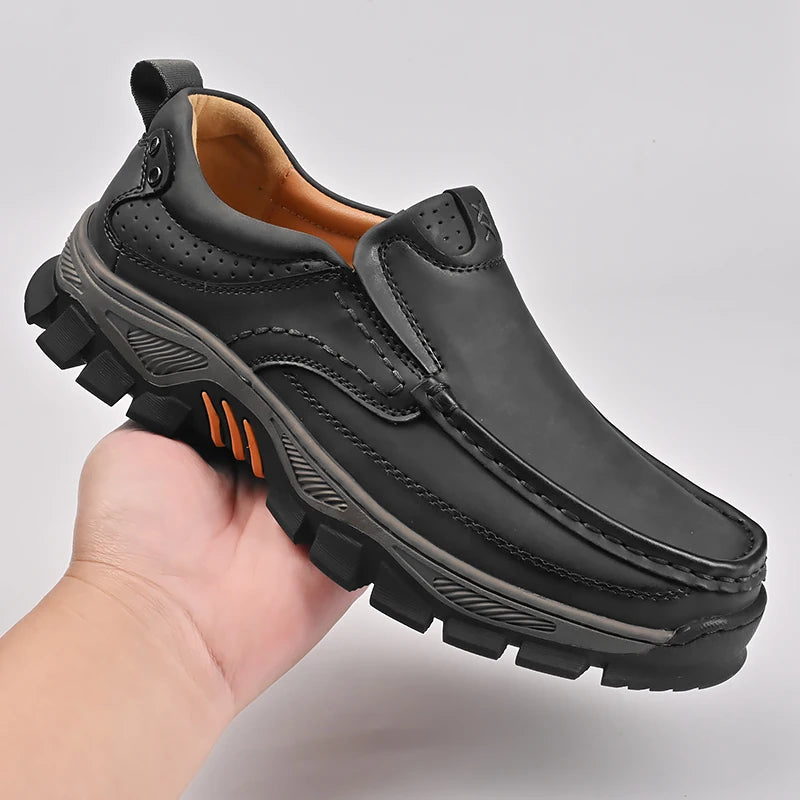 Mocassins en cuir de Style rétro pour hommes, chaussures confortables et décontractées, respirantes, pour la conduite, pour voyage, escalade, Camping