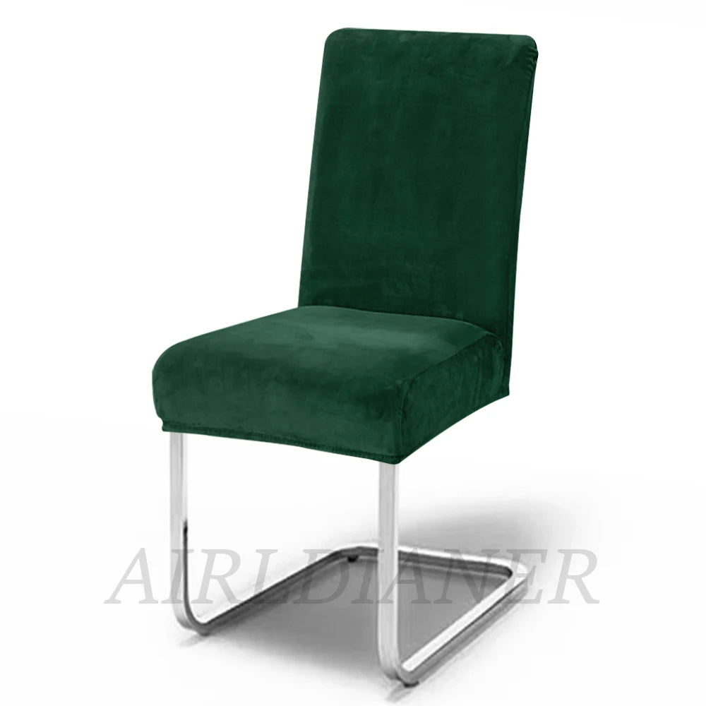 Housses de chaise en velours doux, épais, couleur unie, housse de siège extensible pour salle à manger, bureau, Banquet, Restaurant, 1 pièce