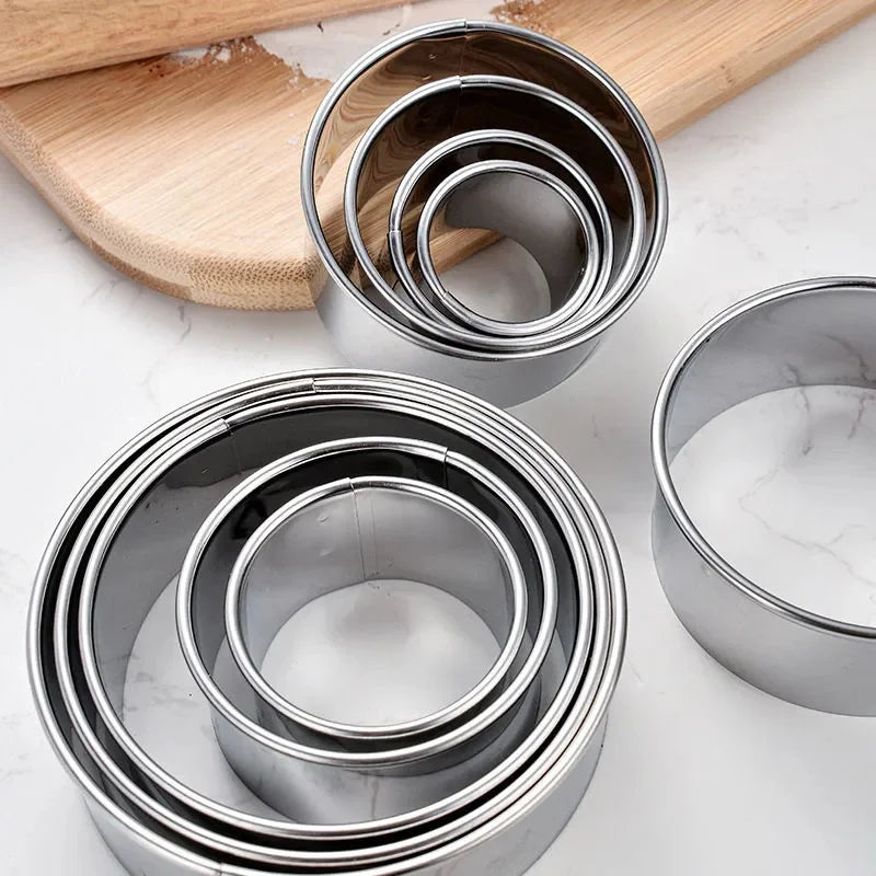 5pcs Round Biscuit Mold Stainless Steel Dumpling Skin Cutting Mould DIY Cake Pastry Baking Cutting Maker Tools Kitchen Gadgets
