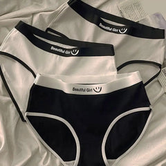 Femmes culottes sans couture taille moyenne contraste couleur lettre motif sous-vêtements élastiques Style japonais dame slips caleçons