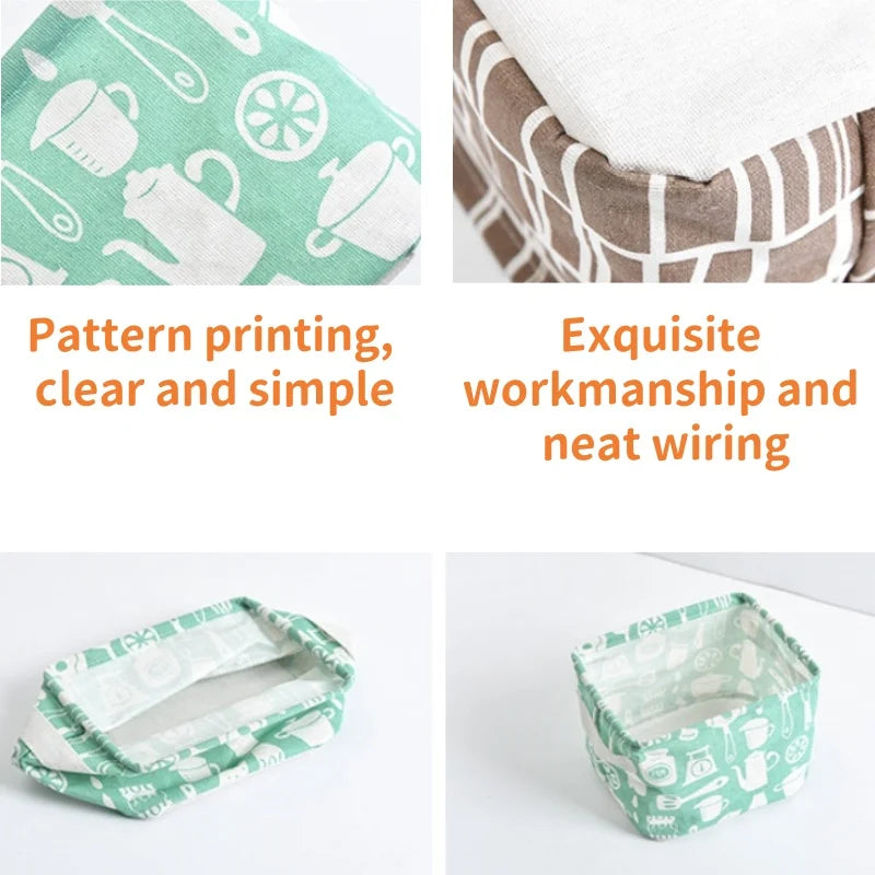 Petit panier de rangement en toile pliable avec poignée, boîte de rangement de bureau en coton et lin, petit panier de rangement étanche frais 1 pièce