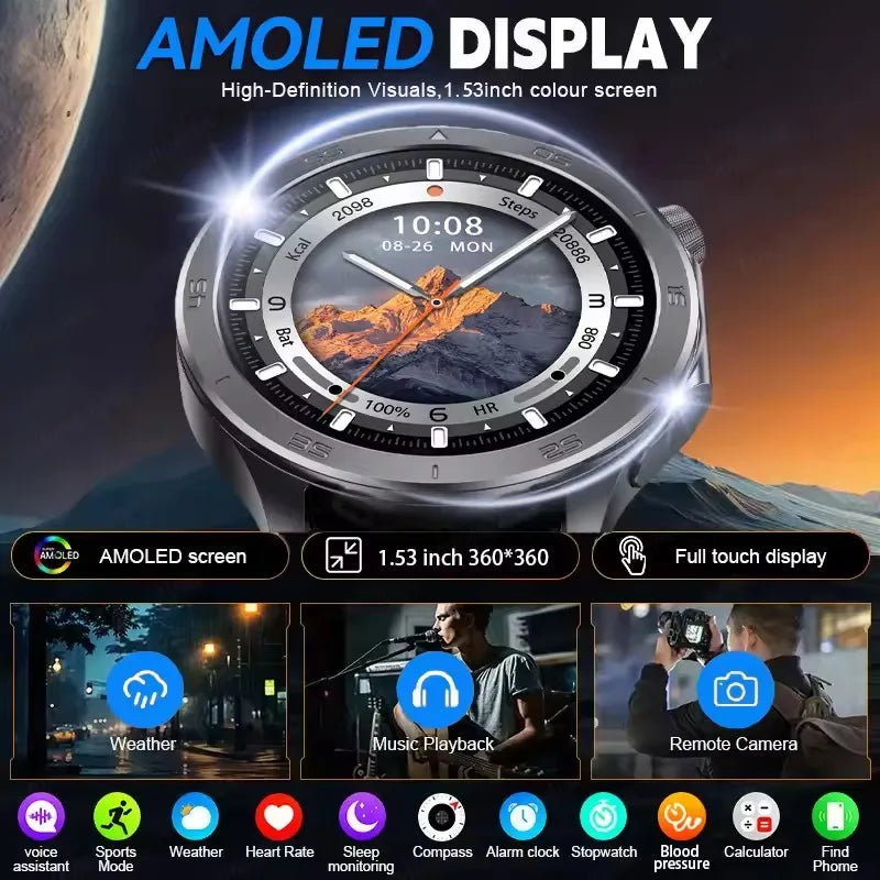 Pour OPPO X2 GPS montres intelligentes homme 360*360 AMOLED écran fréquence cardiaque Bluetooth appel IP68 étanche boussole sport Smartwatch 2025