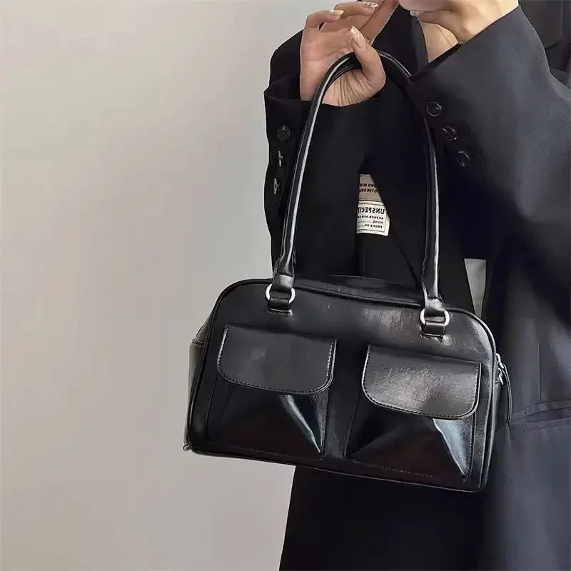 Vintage femmes affaires sacs à bandoulière Simple dames trajet sac fourre-tout en cuir Pu femme sous les bras sac bordeaux grands sacs à main sac à main