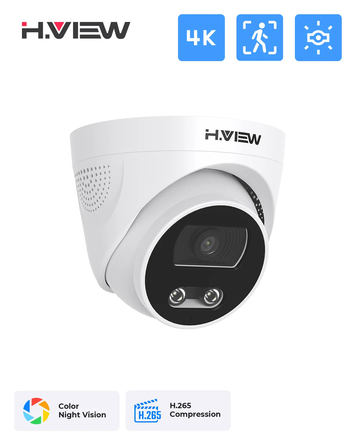 H.View – caméra Ip Poe 8Mp, détection faciale Ai, caméra de sécurité Cctv 4K, dôme extérieur, enregistreur Audio et vidéo de Surveillance pour système xmeye app Nvr