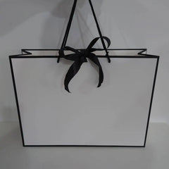 Sac en Papier Blanc avec Votre Propre Logo et Bowkno, Cadeau Élégant et Personnalisé, Imprimé de Luxe, Vente en Gros, 500 Pièces/Lot
