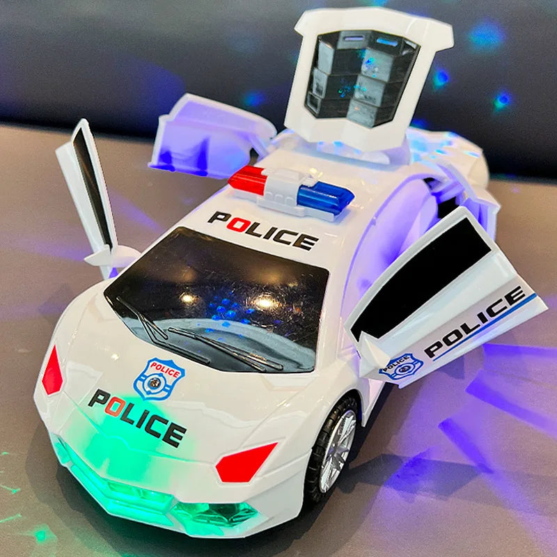 2025 nouvelle danse électrique déformation rotatif universel voiture de Police garçon jouet enfants fille musique voiture lumineuse