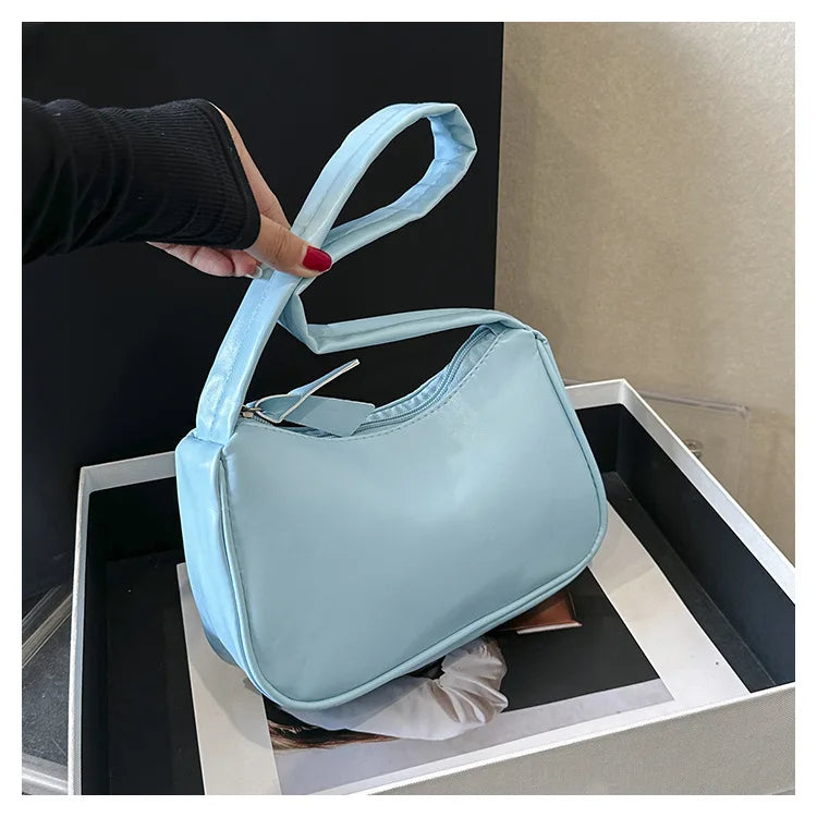 Nouveau rétro souple en cuir PU femmes épaule sous les bras sacs décontracté couleur unie petit haut-poignée sacs à main dames mode sacs à bandoulière