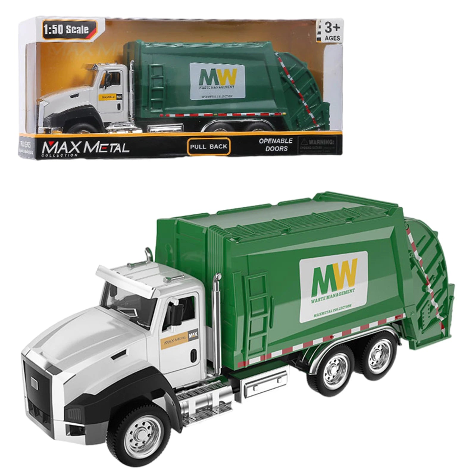 Modèle de camion à ordures jouets pour enfants 1:50 échelle modèle de voiture moulé sous pression tirer voiture jouet voitures cadeau de noël pour les enfants de haute qualité