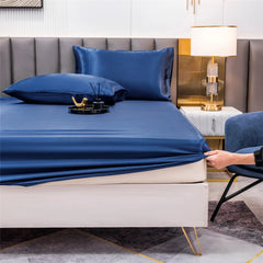 Drap-housse en Satin imitation soie avec bandes élastiques, couvre-matelas antidérapant et réglable, bonnet de lit, double, Queen, King