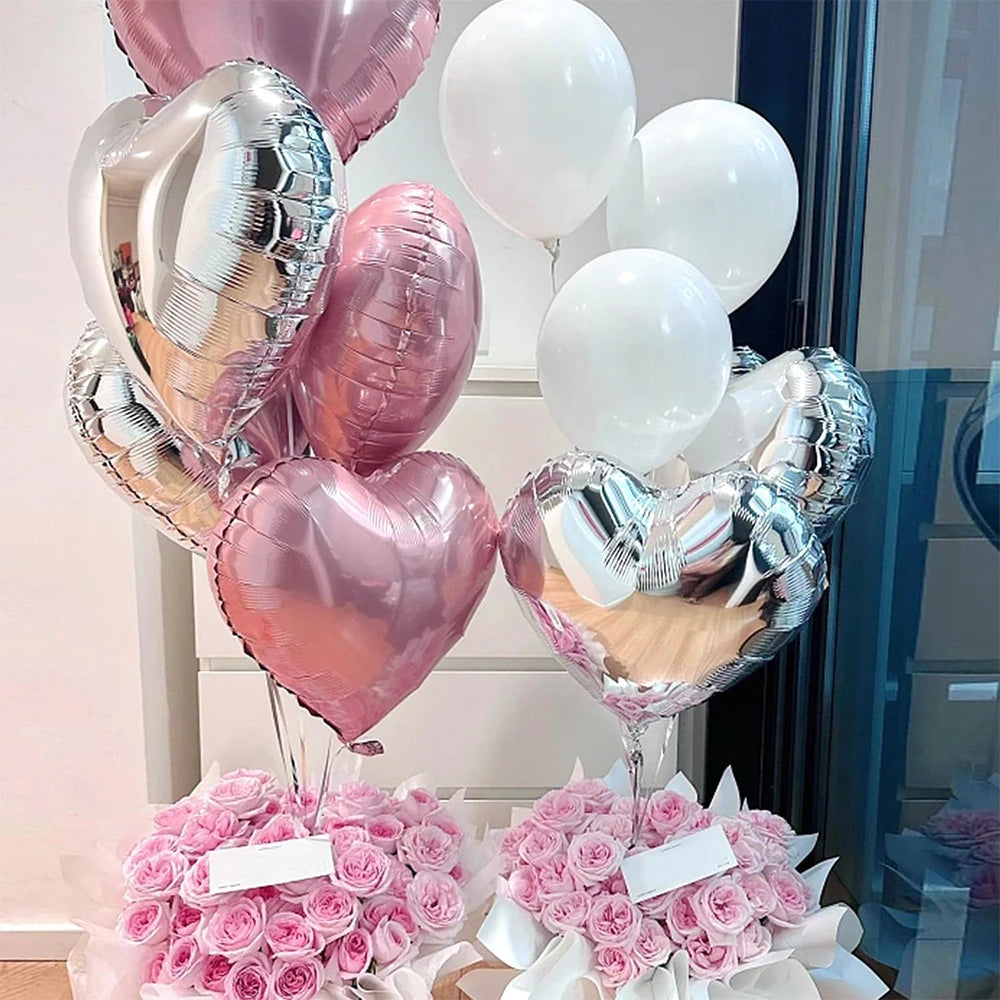 Ballons métalliques en forme d'étoile et de cœur, 14 pièces, ensemble de confettis or rouge bleu rose pour joyeux anniversaire, réception-cadeau pour bébé, mariage