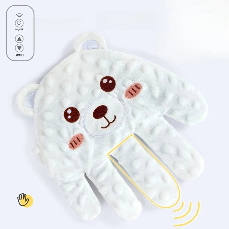 Oreiller de paume apaisant pour bébé ours mignon, avec télécommande, motif de main automatique pour aide au sommeil, gant de main, oreiller électrique pour bébé