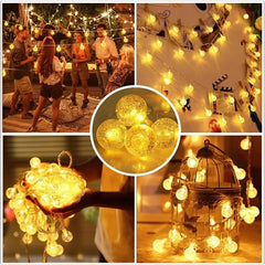 Guirxiété lumineuse boule de cristal LED, décoration d'intérieur, lampe de vacances de Noël, lumières dégradées, à piles, 1.5-10m, 10, 20, 40/80
