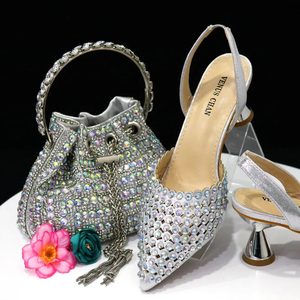 Venus Chan – escarpins à bout pointu pour femmes, chaussures et sacs italiens élégants, couleur vin, ensemble assorti, 2023
