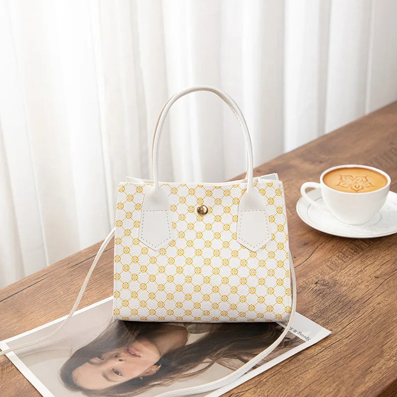 Sac à bandoulière imprimé rétro minimaliste urbain, Mini sac contrasté, sac à main croisé diagonale de grande capacité à la mode