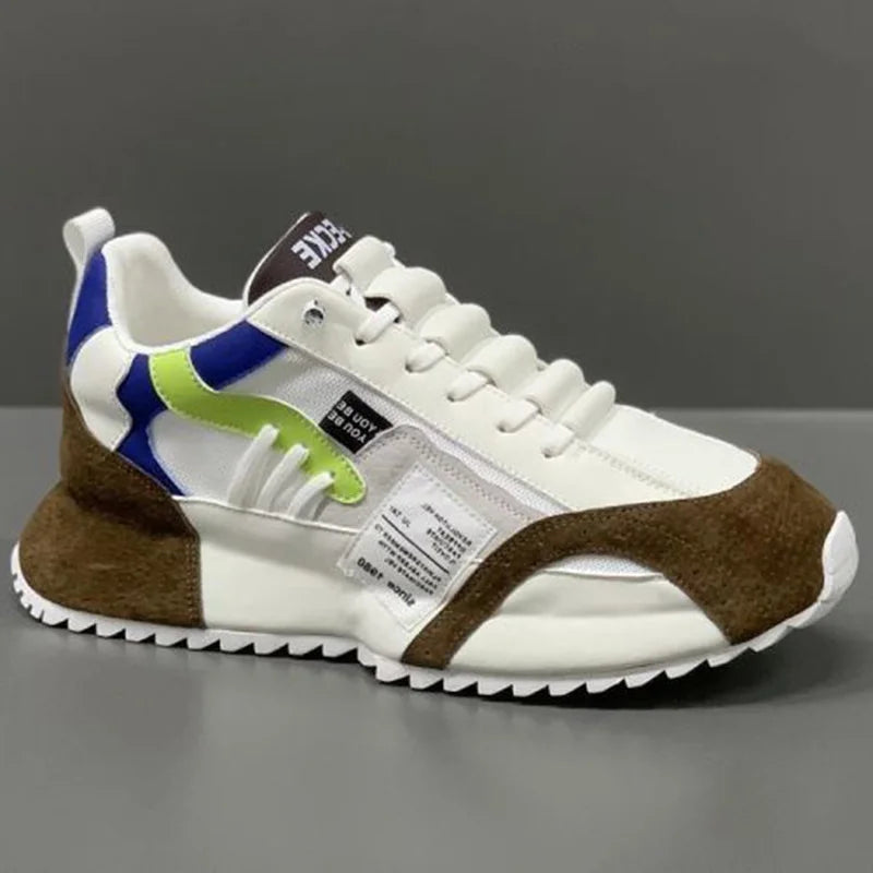 Man Sneakers Summer Mesh Moccasins Lace-up Leather Sports Four Seasons Casual Running Shoes Men's Comfortable Forrest Gump Shoe