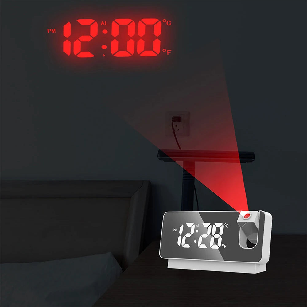 Réveil LED rotatif à 2022 °, Projection numérique, USB, créatif, affichage de la température, pour chambre à coucher, bureau, nouveauté 180
