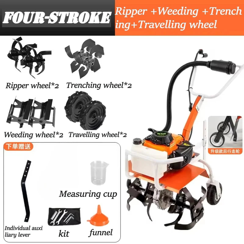 Petite Machine de labour rotative pour ameublissement du sol à quatre temps, fosses agricoles, économie de carburant et haute efficacité