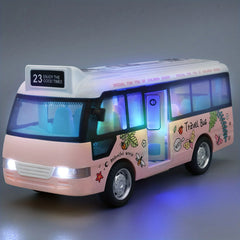 Enfants son lumière Tour Bus scolaire modèle garçon fille jouet moulé sous pression en métal petites voitures Bus de ville alimenté par Friction jouer jouets cadeau
