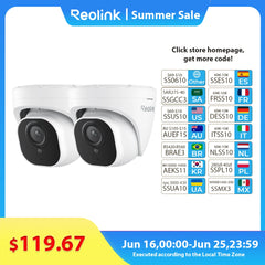 Reolink-Caméra de surveillance extérieure IP PoE 8MP/4K, dispositif de sécurité domestique sans fil, avec détection humaine, animaux de compagnie, version nocturne intelligente, 820A, 2 pièces