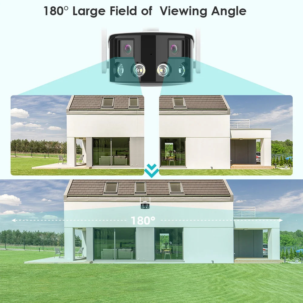 Caméra de Surveillance extérieure IP WiFi couleur 8MP/4MP, dispositif de sécurité sans fil, avec Vision nocturne et angle 180 °