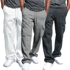 Pantalon Cargo en polaire pour hommes, pantalon de survêtement ample avec cordon de serrage avec poches, pantalon droit de sport, pantalon Long de Jogging, Hip Hop Streetwear