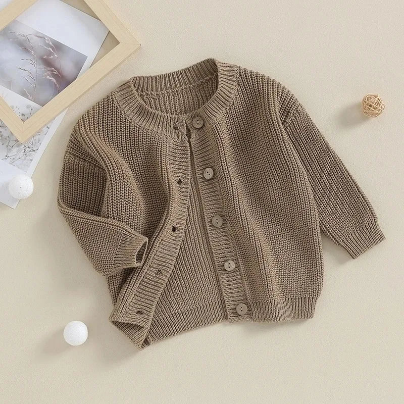 Pull chaud pour nouveau-né garçon et fille de 0 à 18 mois, manteaux, couleur unie, boutons amples, manches longues, tricot, Cardigan, automne