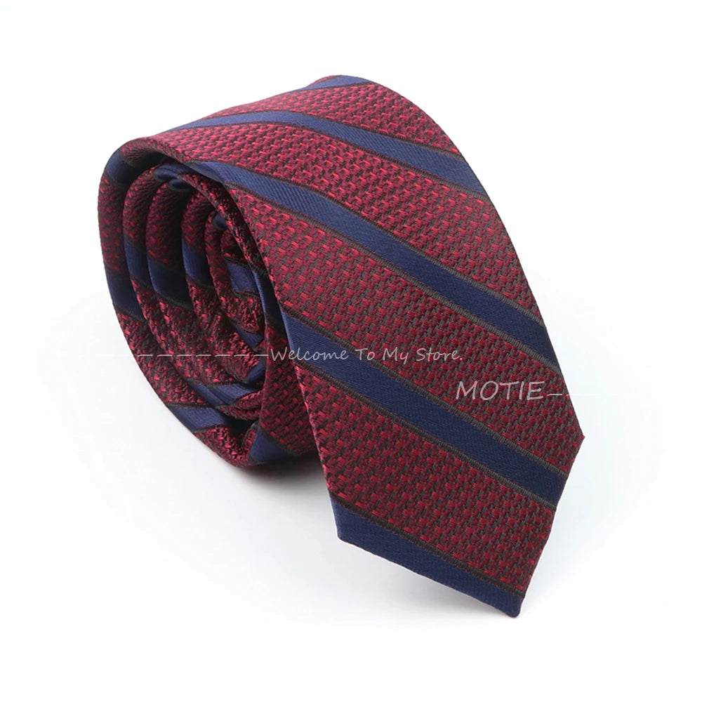 Cravates en polyester rayées gracieusement plaidées cravates rouges bleues cravate pour groupe fête bureau chemise col costume accessoires décoratif