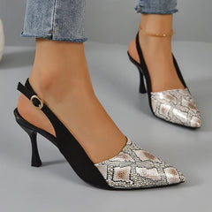 Lucyever-Mules à talons hauts pour femmes, sandales pointues, motif salle, chaussures à talons fins, sangle arrière, mode 2025, nouveau
