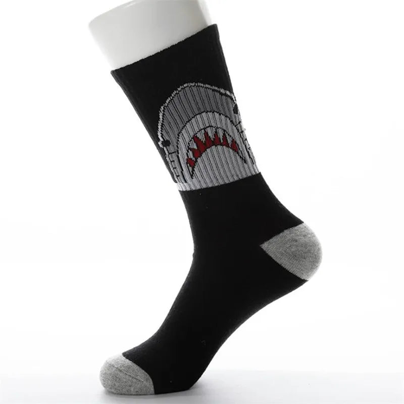 Chaussette Hip Hop en coton pour hommes, Style de rue, Skateboard Harajuku, noir et blanc, chaussettes joyeuses à motifs de foudre