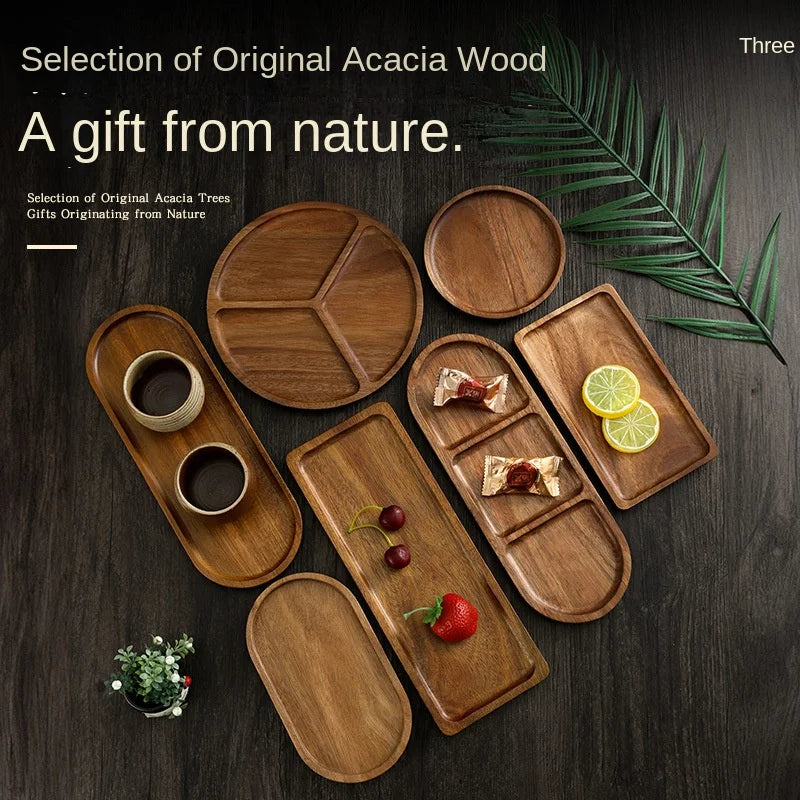 Assiette de fruits japonaise en bois massif, vente en gros d'usine, plateau en bois multi-tailles, plateau de fruits de grande valeur, assiette à collation