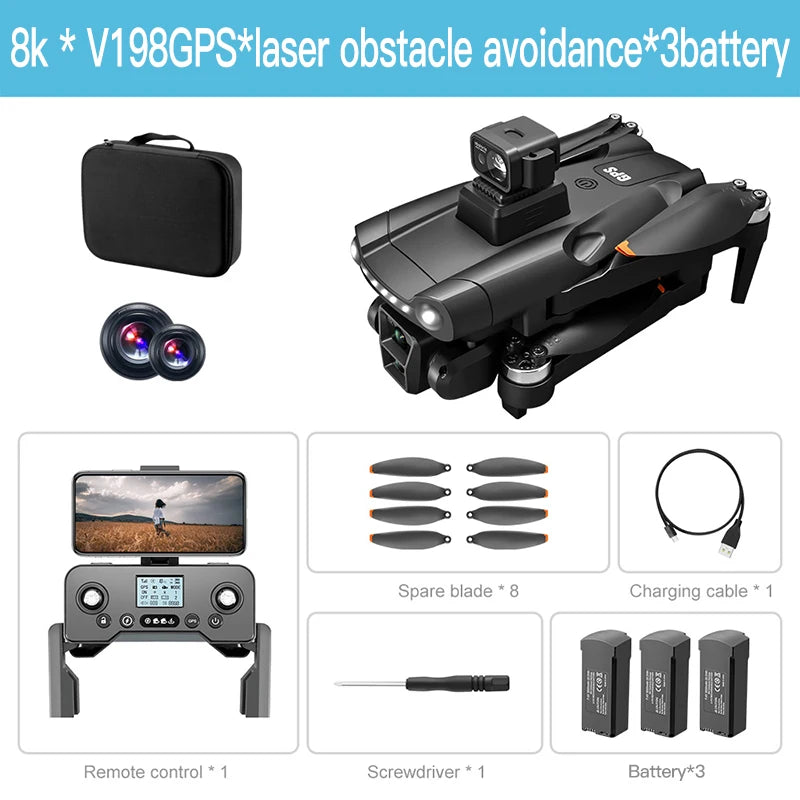 Xiaomi Mijia V198GPS MAX Drone 8K moteur sans brosse professionnel Laser évitement d'obstacles pliable quadrirotor aérien optique RCToy
