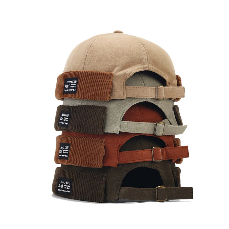 Bocca Beanie Hat Without Visor Docker Brimless Hats Dome Corduroy For Men Women Y2K Vintage Retro Streetwear Winter Autumn Cap