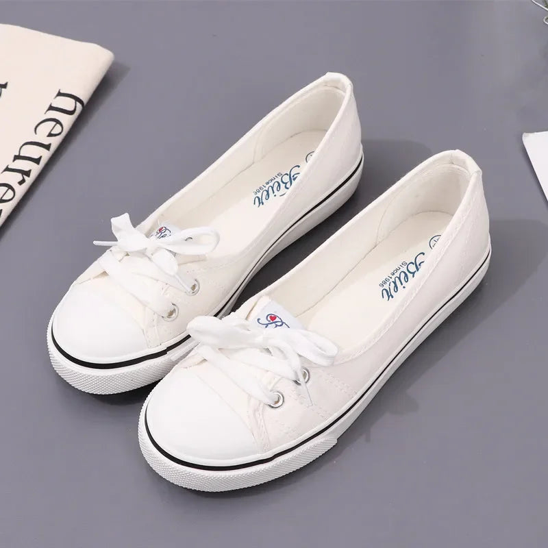 Toile Petit Blanc Peu Profond Coupe Été Plat Sport Casual Dames Soft Sneakers Plateforme Zapatillas De Mujer Tenis Femmes Luxe